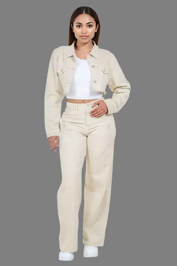 American Bazi High Waist Distressed Wide Leg Jeans