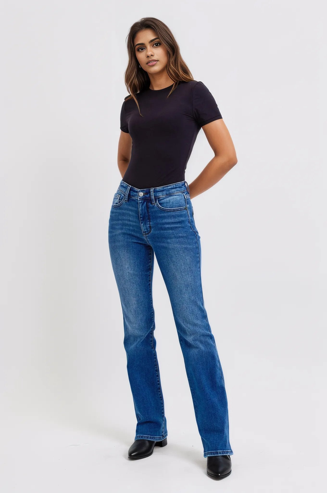 Judy Blue Full Size Run Mid-Rise Bootcut Jeans with Thermal Lining