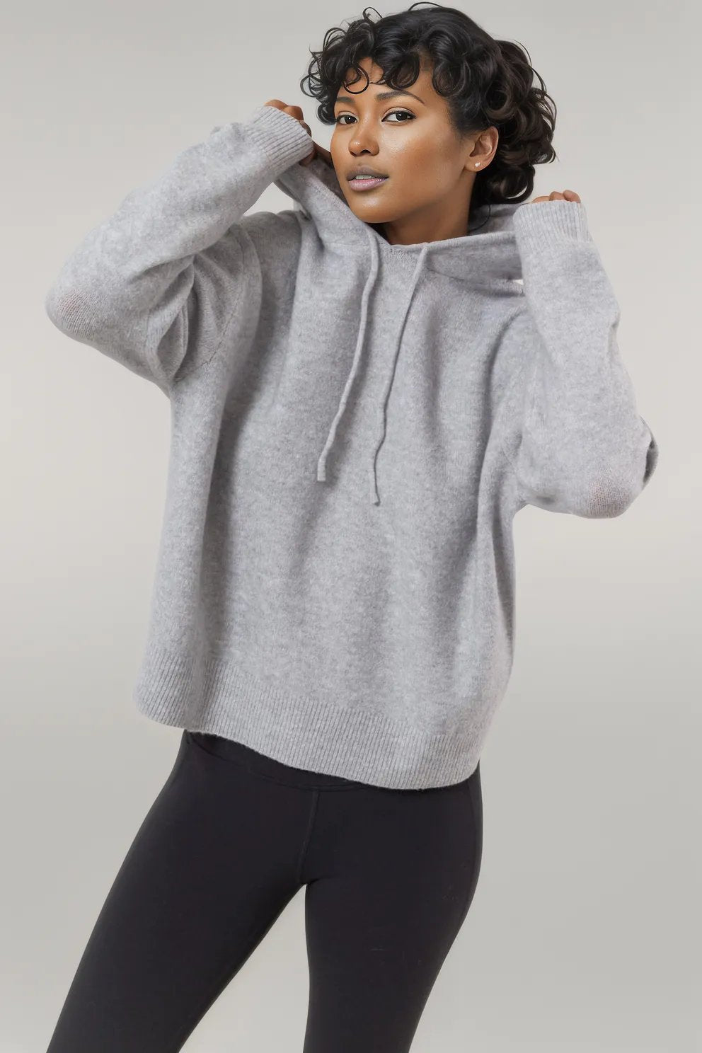 HYFVE Drawstring Long Sleeve Hooded Sweater Gray