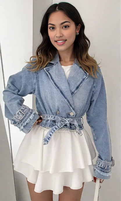 Long Sleeve Crop Denim Jacket