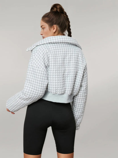 Houndstooth Zip-Up Jacket