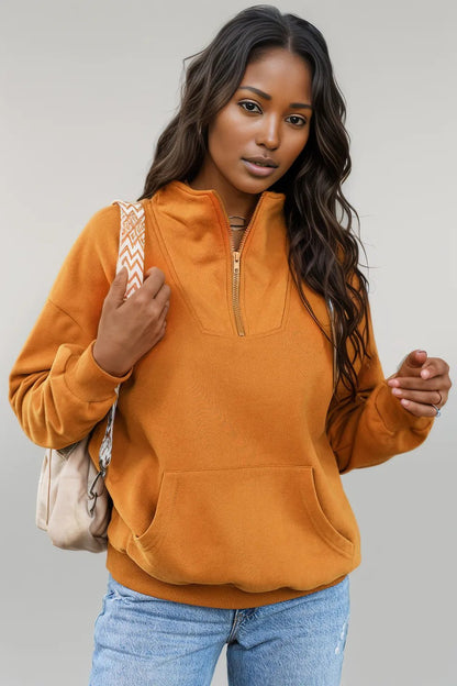 Quarter Zip Dropped Shoulder Sweatshirt