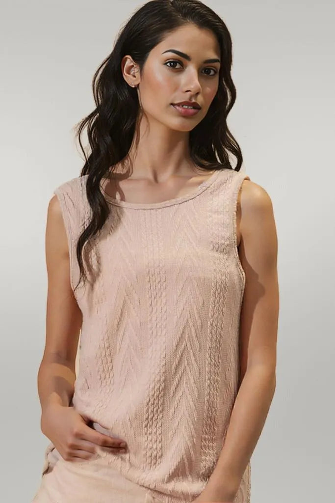 BiBi Textured Sweather Knit Twist Back Sleeveless Top
