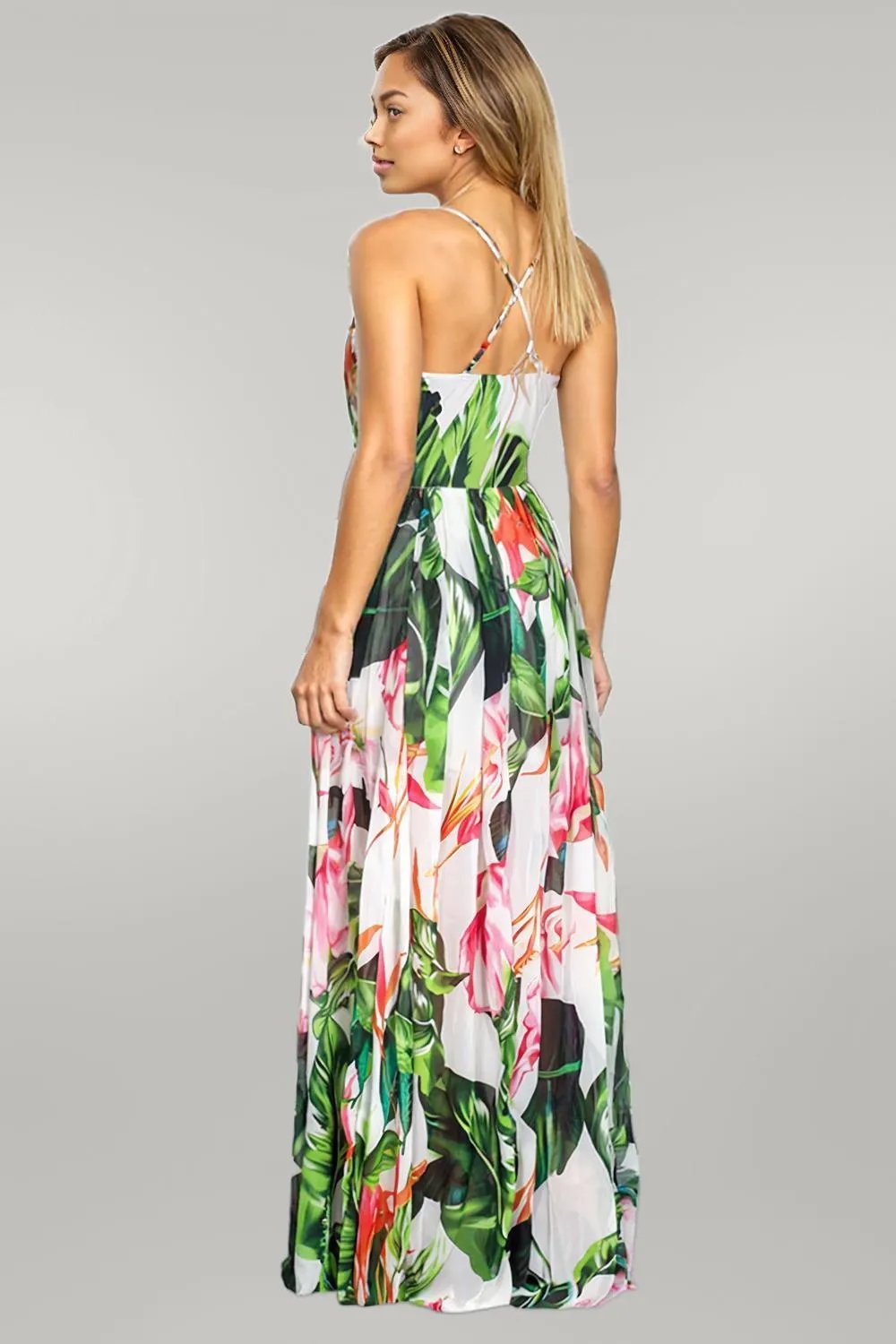 Crisscross Printed Surplice Cami Dress