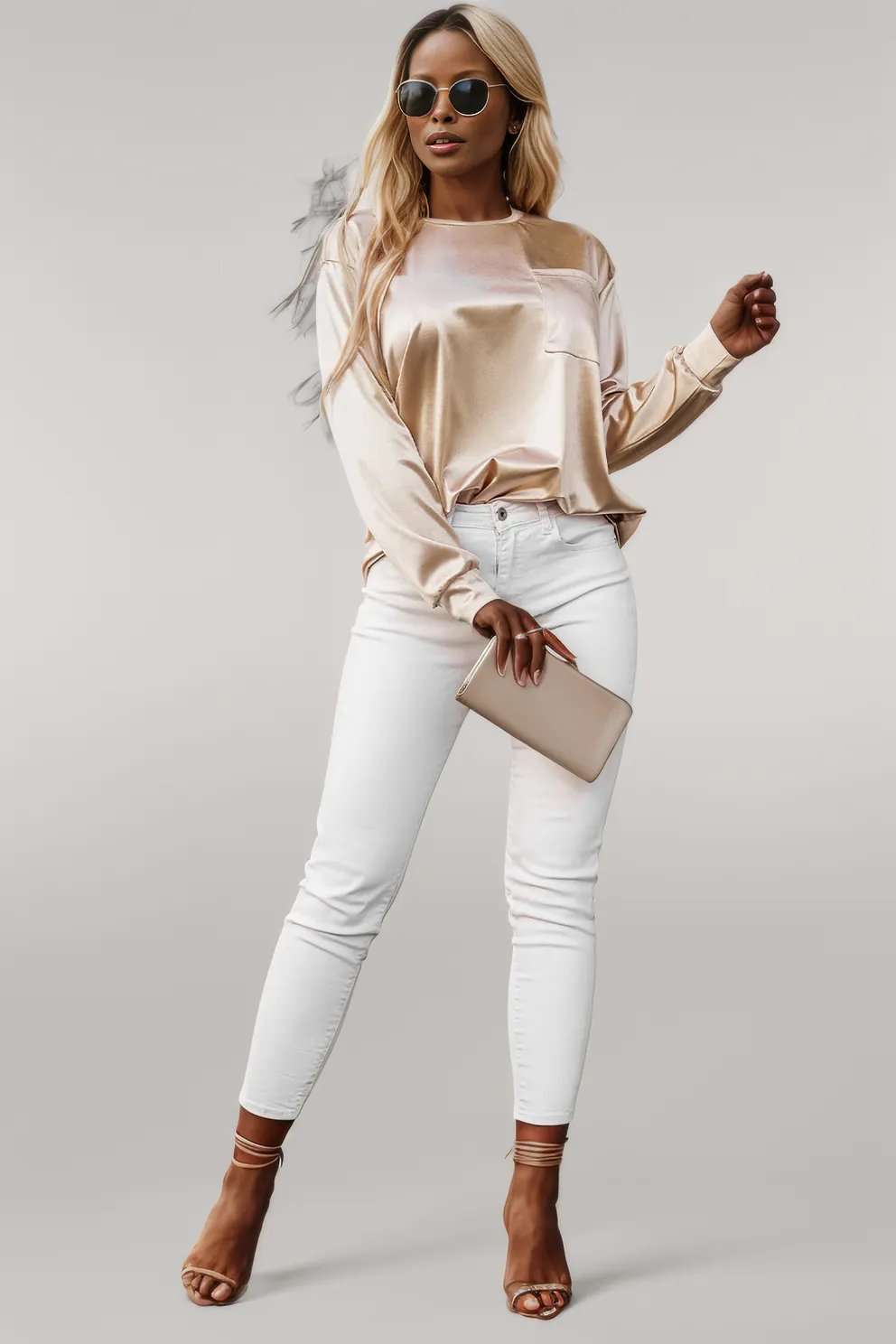 Round Neck Long Sleeve Blouse