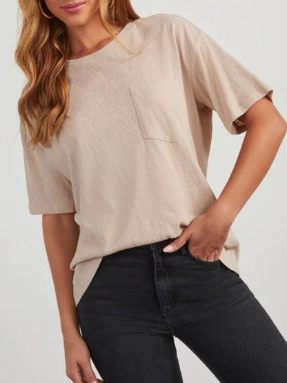 Round Neck Half Sleeve T-Shirt Tan