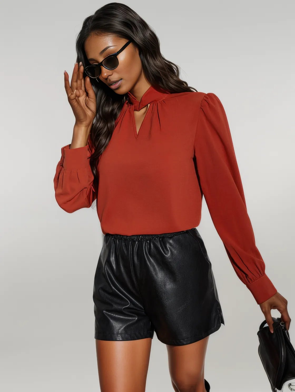 Cutout Puff Sleeve Blouse