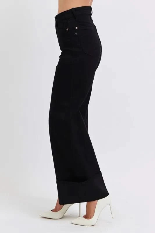 Judy Blue Full Size High Waist Reto Wide Leg W/ Cuff