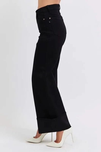 Judy Blue Full Size High Waist Reto Wide Leg W/ Cuff