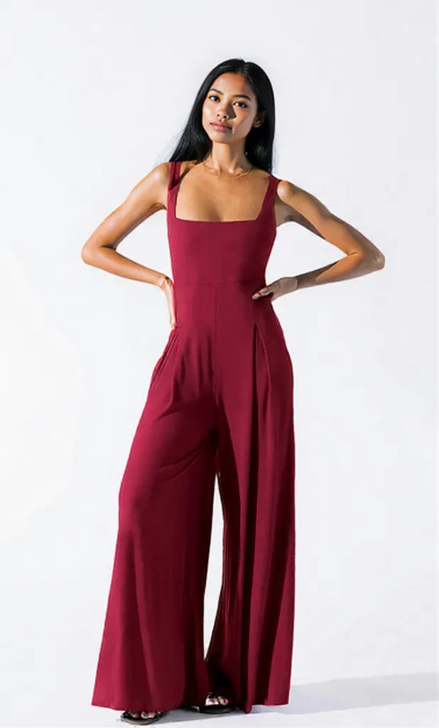 Square Neck Wide Strap Jumpsuit