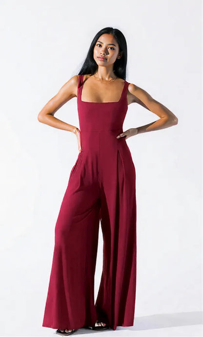 Square Neck Wide Strap Jumpsuit