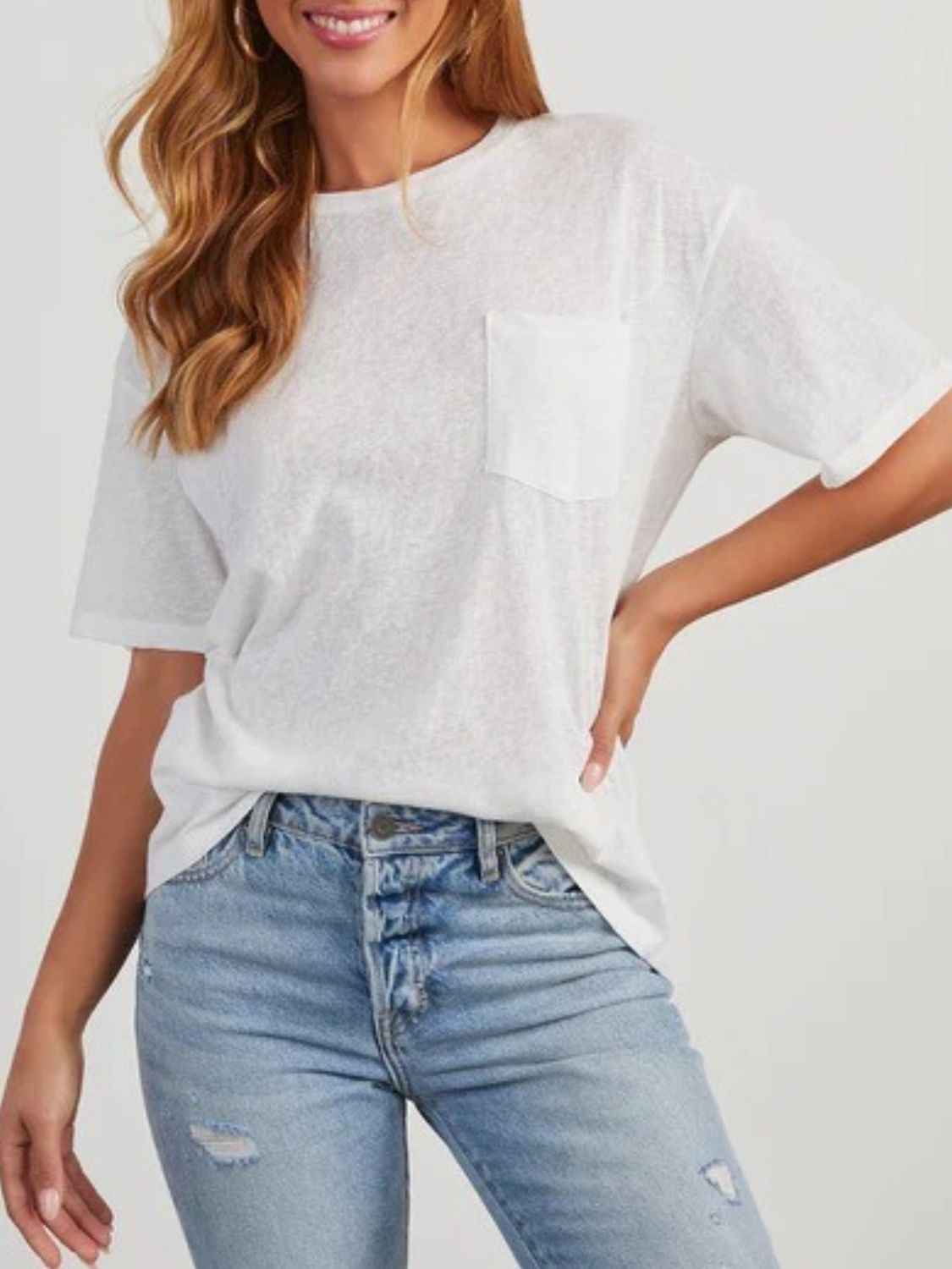 Round Neck Half Sleeve T-Shirt White