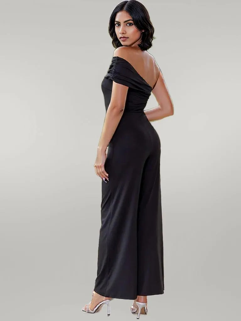 Ruched One Shoulder Jumpsuit
