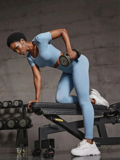 Round Neck Short Sleeve Top and Leggings Active Set