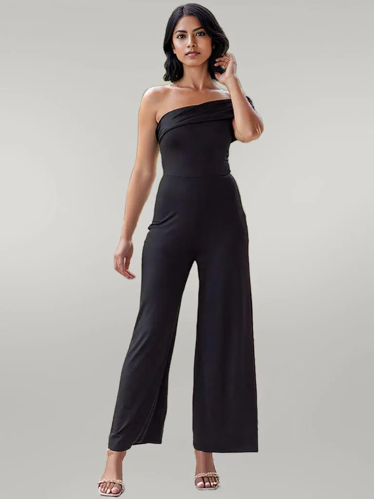 Ruched One Shoulder Jumpsuit