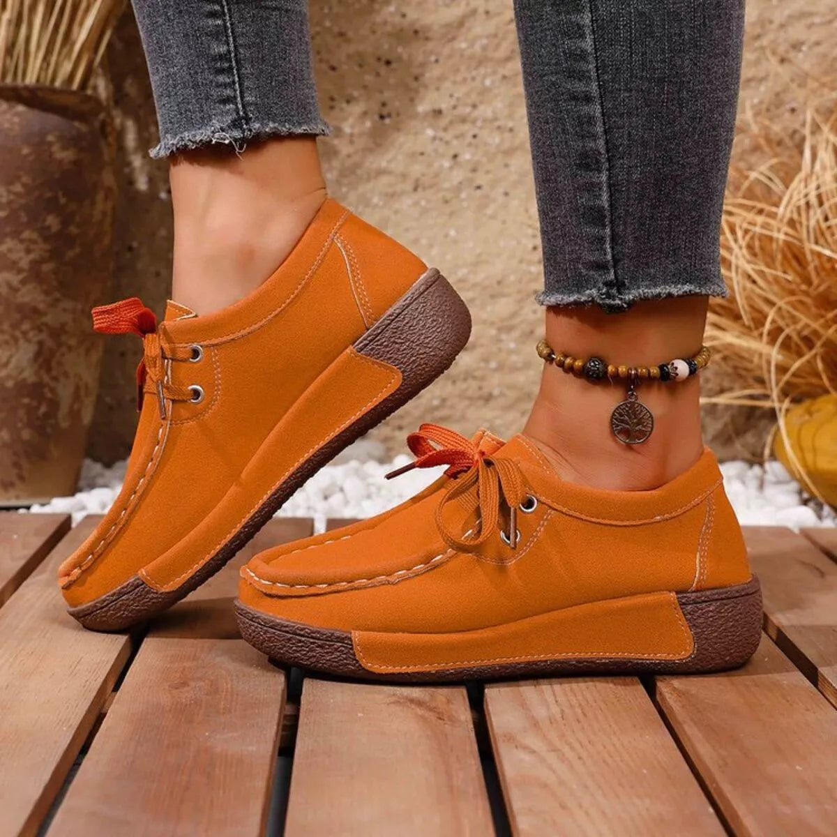 Round Toe Lace Up Sneakers