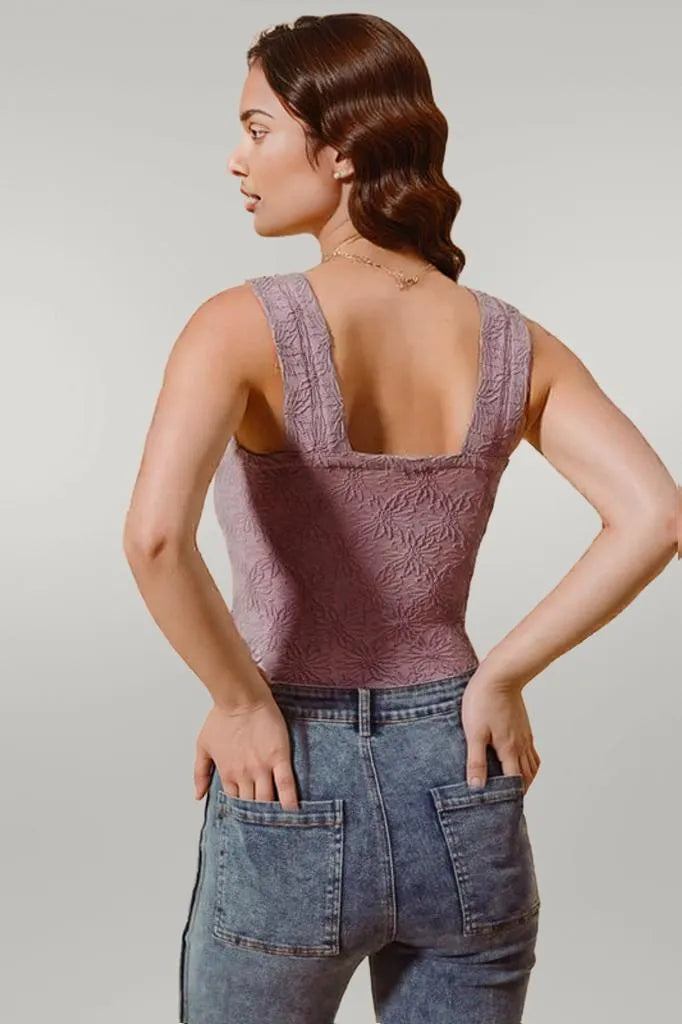 SO ME Floral Jacquard Seamless Tank Top