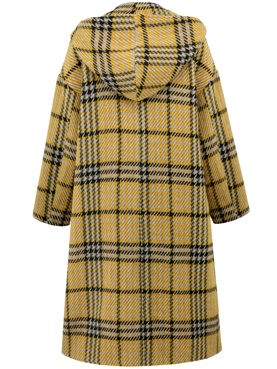 Plaid Double - Breasted Long Sleeve Longline Coat - coat - Trendsi