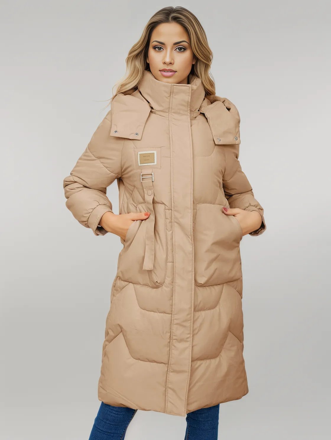 Long Sleeve Longline Hooded Winter Coat