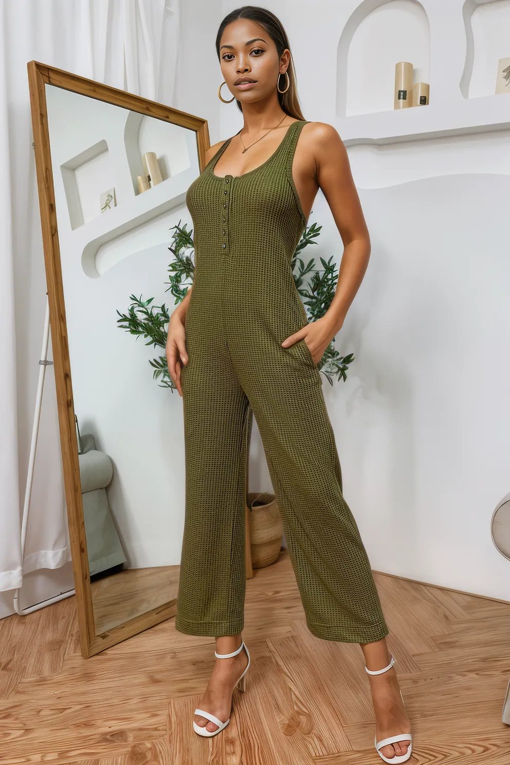 Sleeveless Straight Leg Jumpsuit