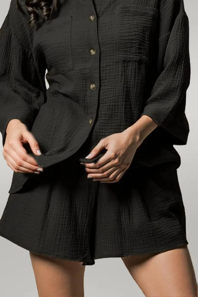 BiBi Crinkle Gauze Shirt and Short Set