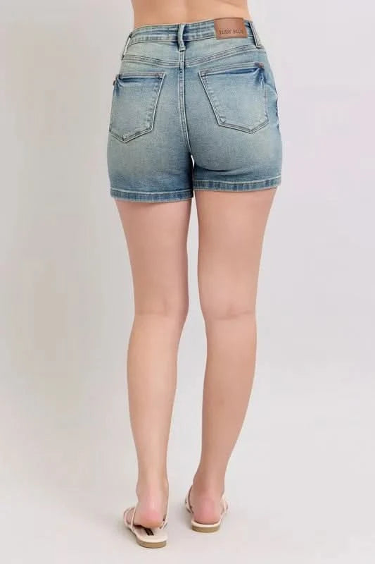Judy Blue Full Size V-Front Vintage Wash Shorts
