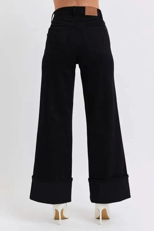 Judy Blue Full Size High Waist Reto Wide Leg W/ Cuff