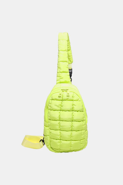 Quilted Nylon Crossbody Bag Yellow Green One Size