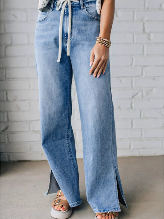 Slit Wide Leg Jeans Medium