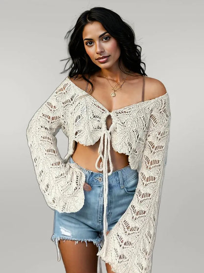 Openwork Flare Sleeve Cover-Up