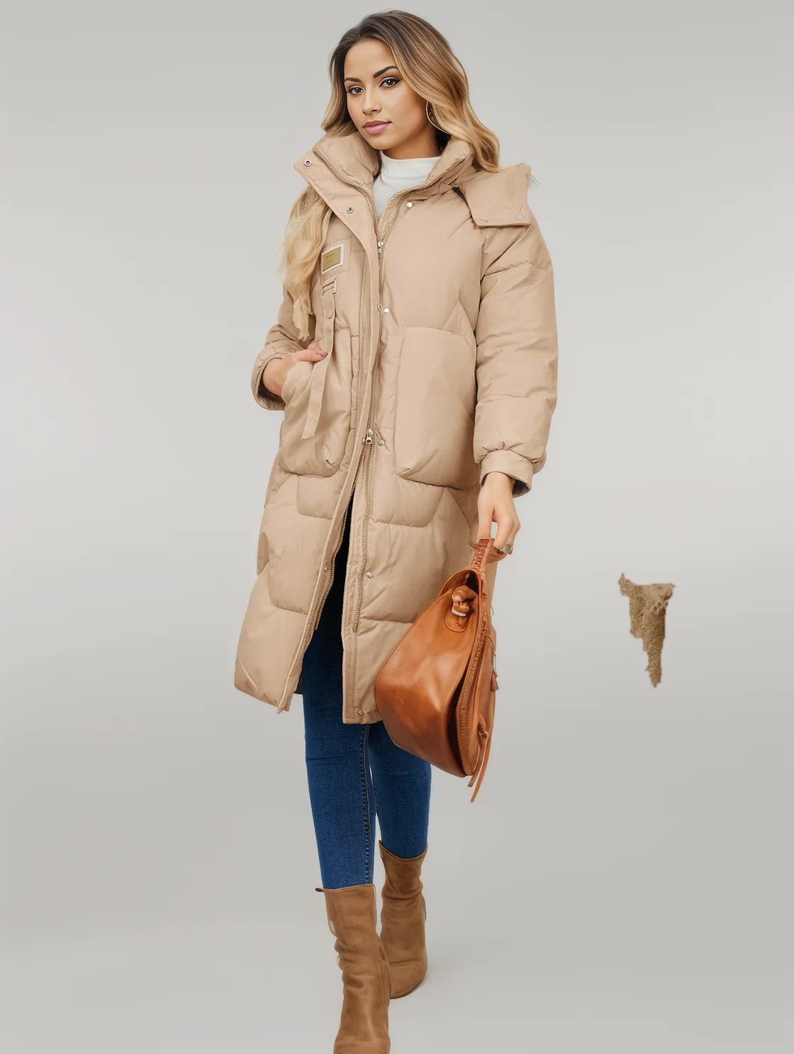 Long Sleeve Longline Hooded Winter Coat