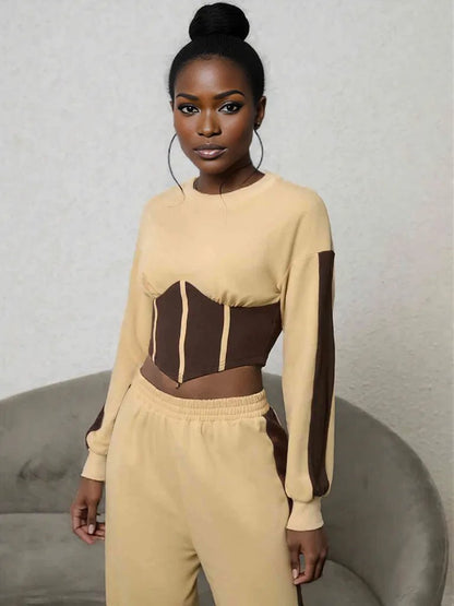 Contrast Sweatshirt and Sweatpants Set