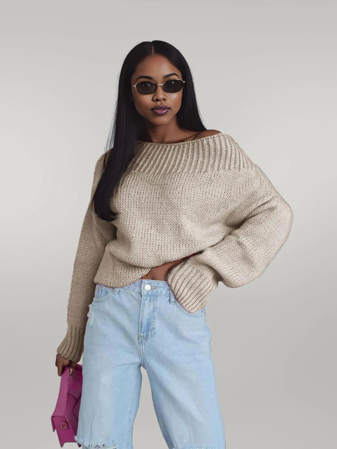Boat Neck Drop Shoulder Sweater