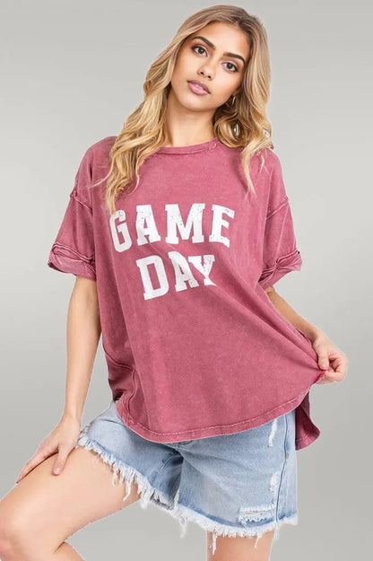 Mittoshop GAME DAY Round Neck Short Sleeve T-Shirt Raspberry