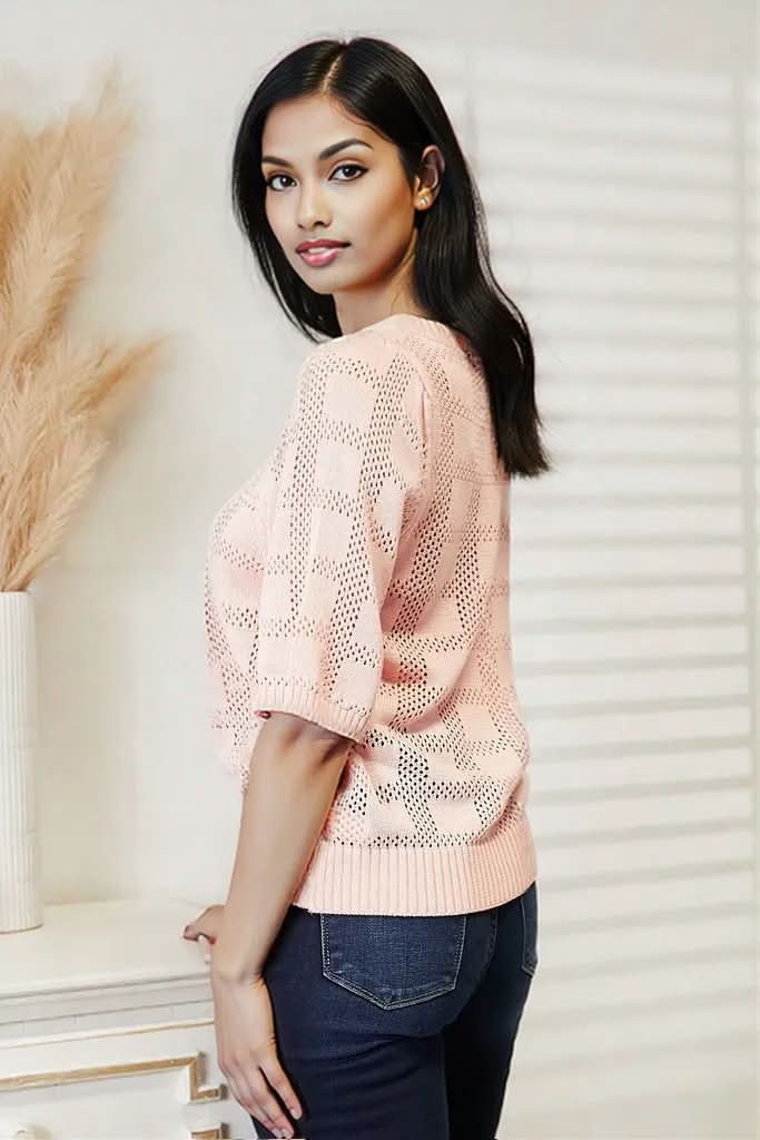 Mandy Ribbed Trim Round Neck Knit Top