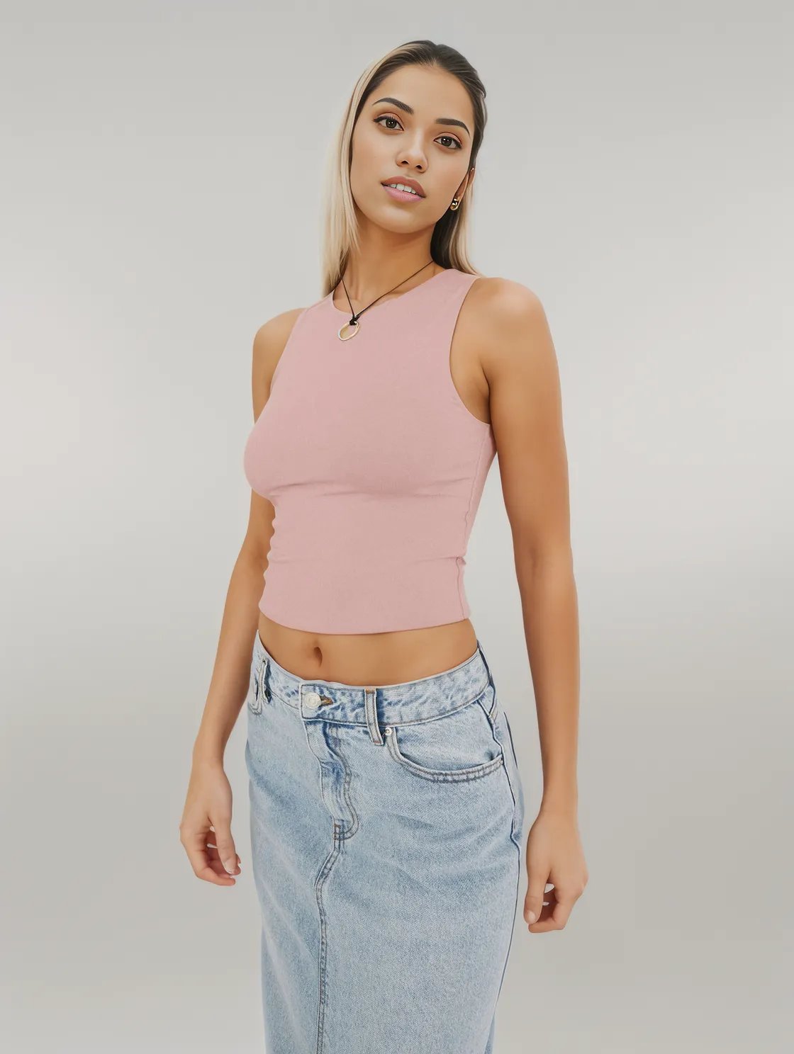 Round Neck Cropped Tank