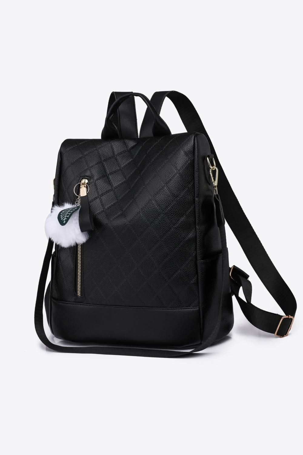 Pom-Pom Zipper Backpack Black One Size