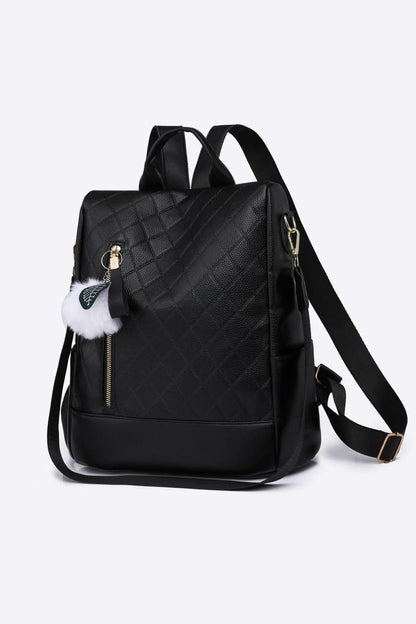 Pom-Pom Zipper Backpack Black One Size