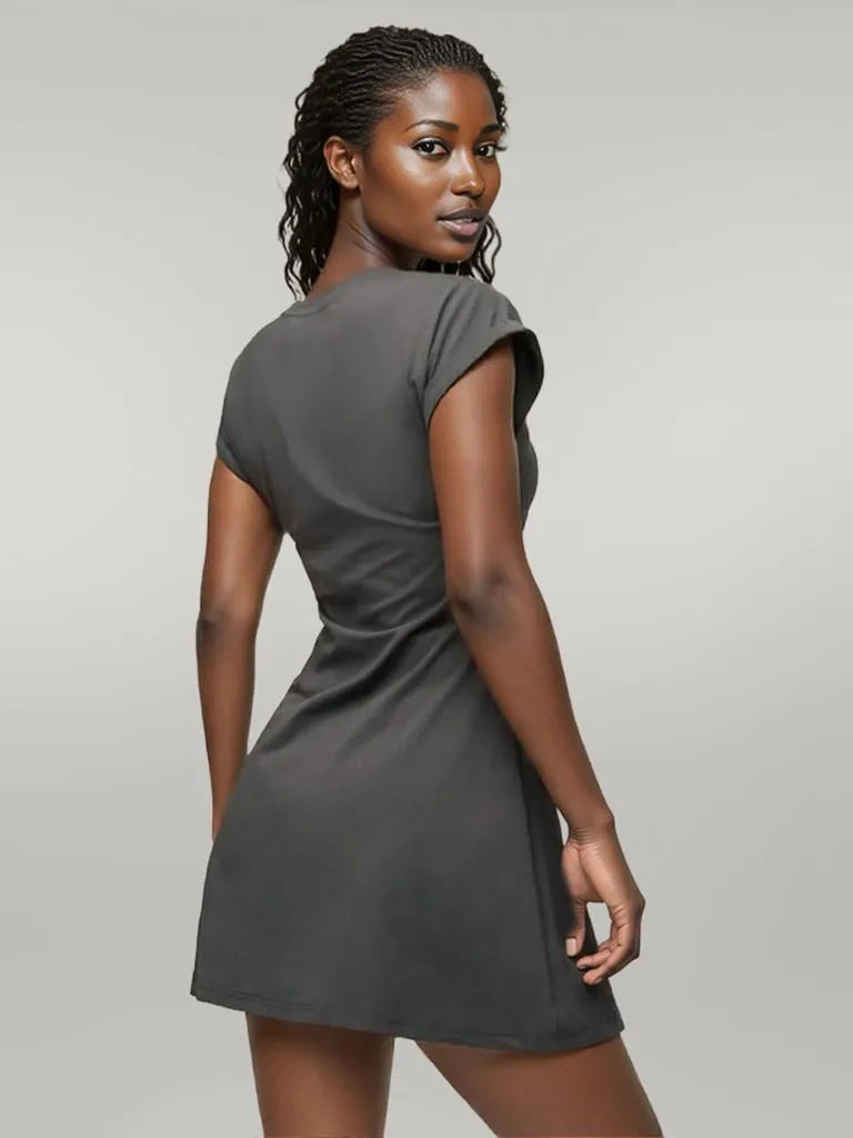 Round Neck Short Sleeve Mini Tee Dress