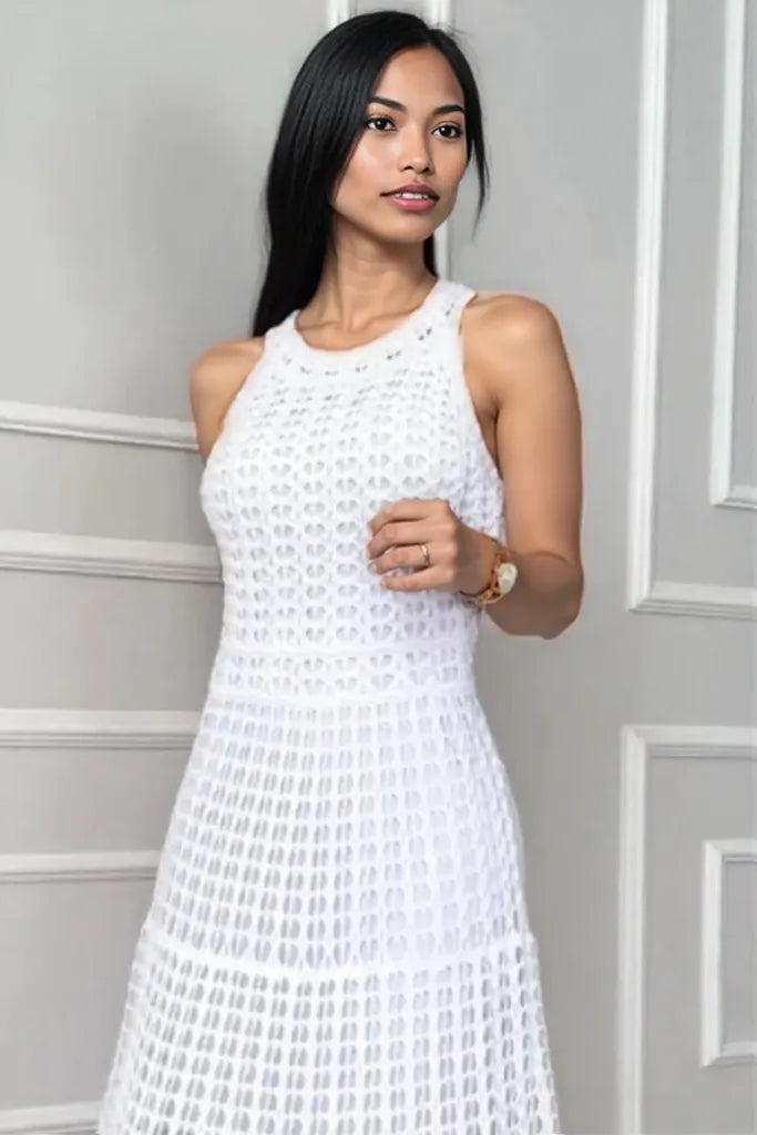 Hollowed-Out Sleeveless Maxi Dress