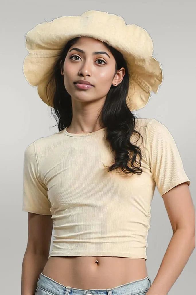 Umgee Ruched Round Neck Short Sleeve Crop T-Shirt