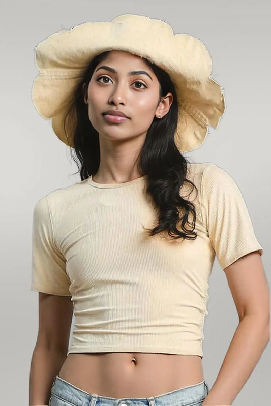 Umgee Ruched Round Neck Short Sleeve Crop T-Shirt
