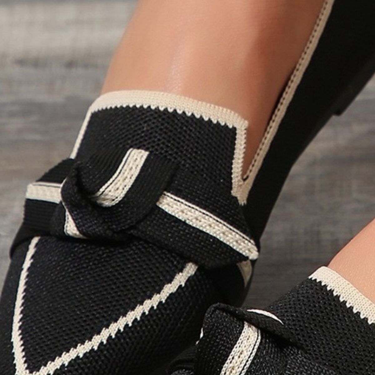 Bow Contrast Trim Point Toe Loafers - Shoes & Bags/Women's Shoes - Trendsi