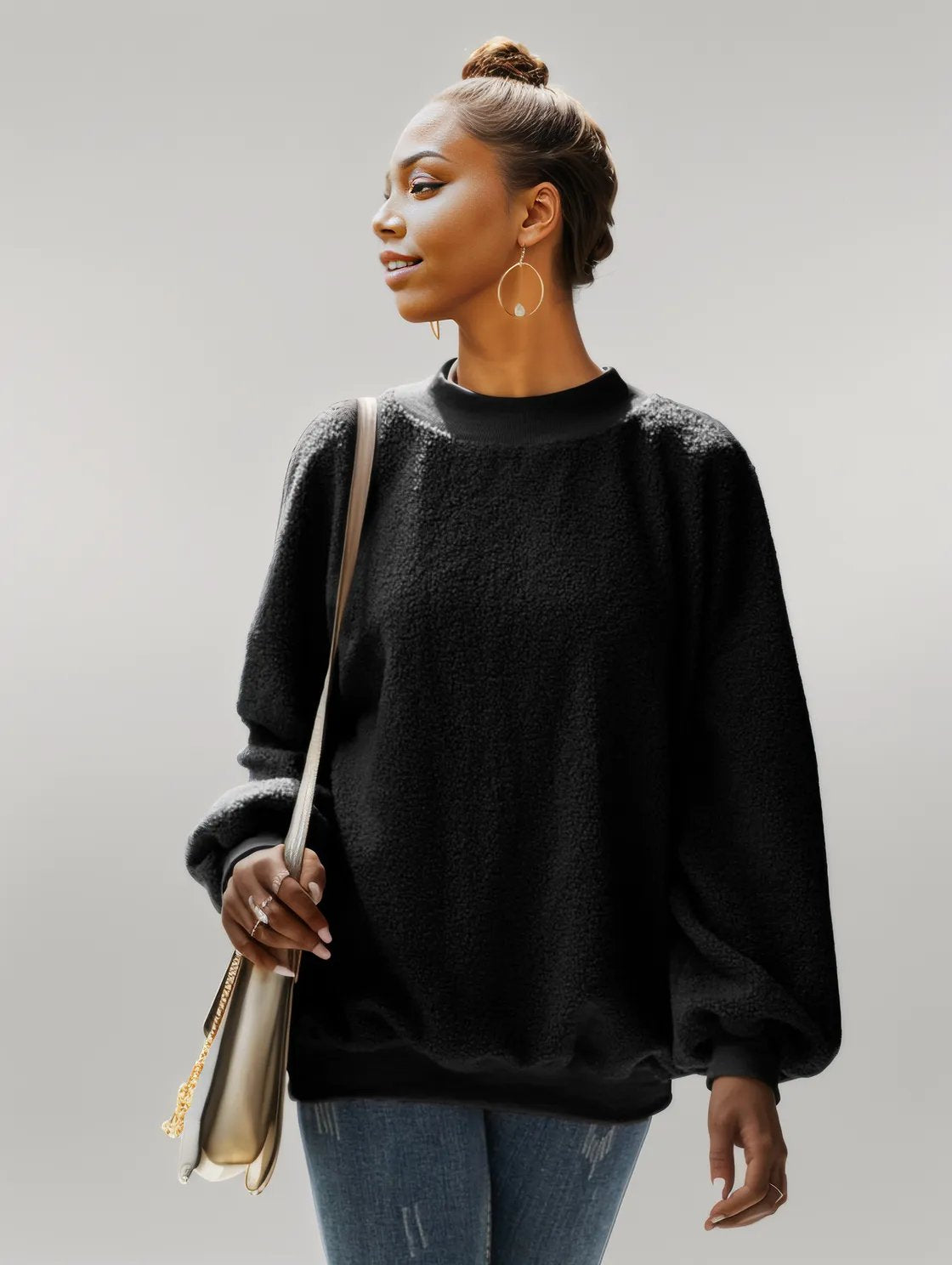 Ivy Lane Mock Neck Dropped Shoulder Sweatshirt