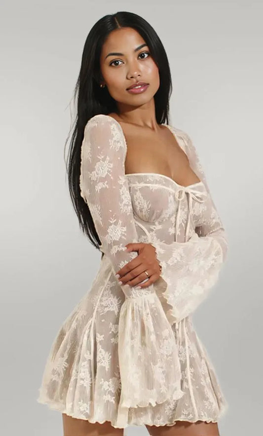 Sweetheart Neck Lace Mini Dress