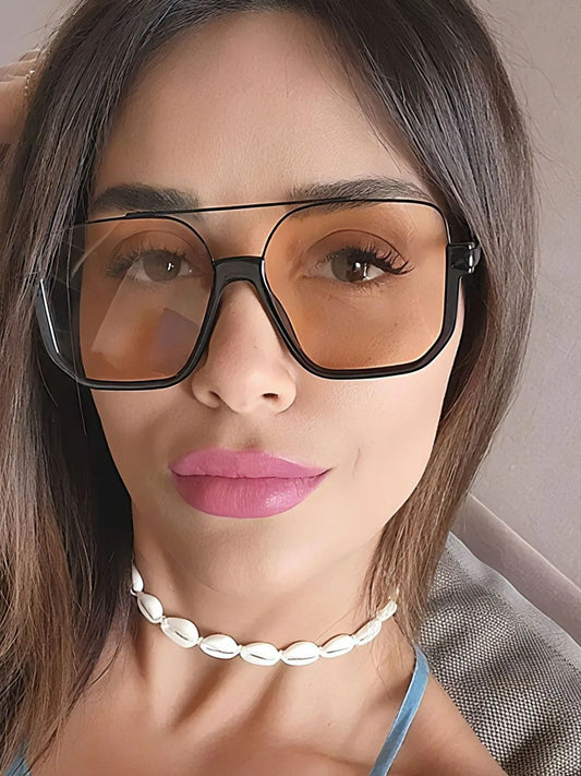 Oversized Square Frame Fashion Sunglasses styleA One Size