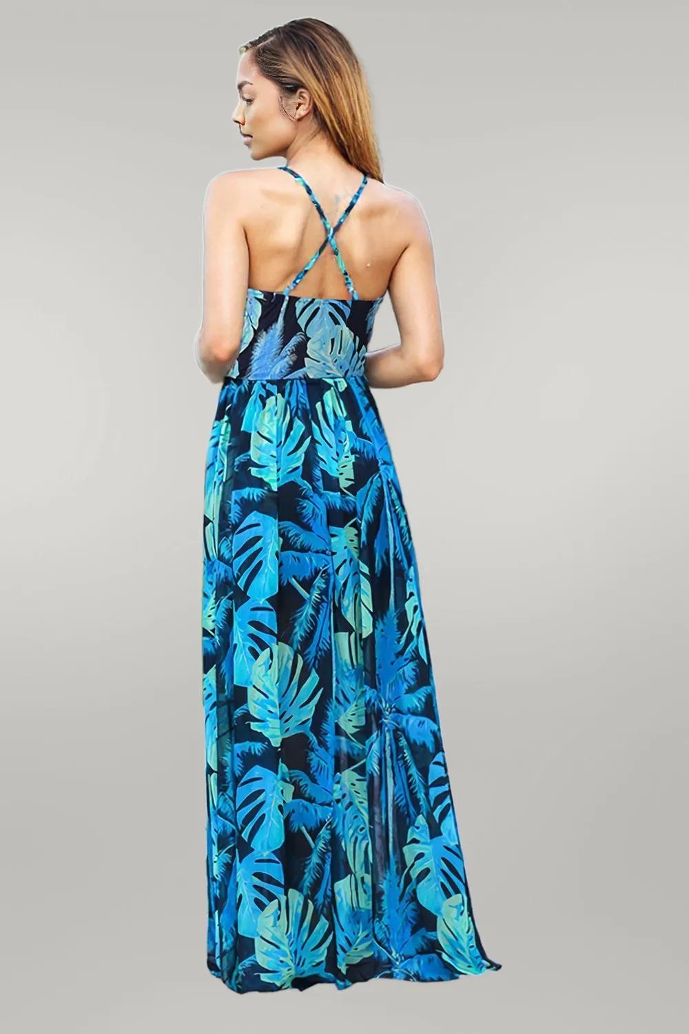 Crisscross Printed Surplice Cami Dress