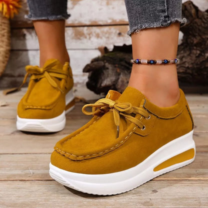 Round Toe Platform Sneakers Yellow