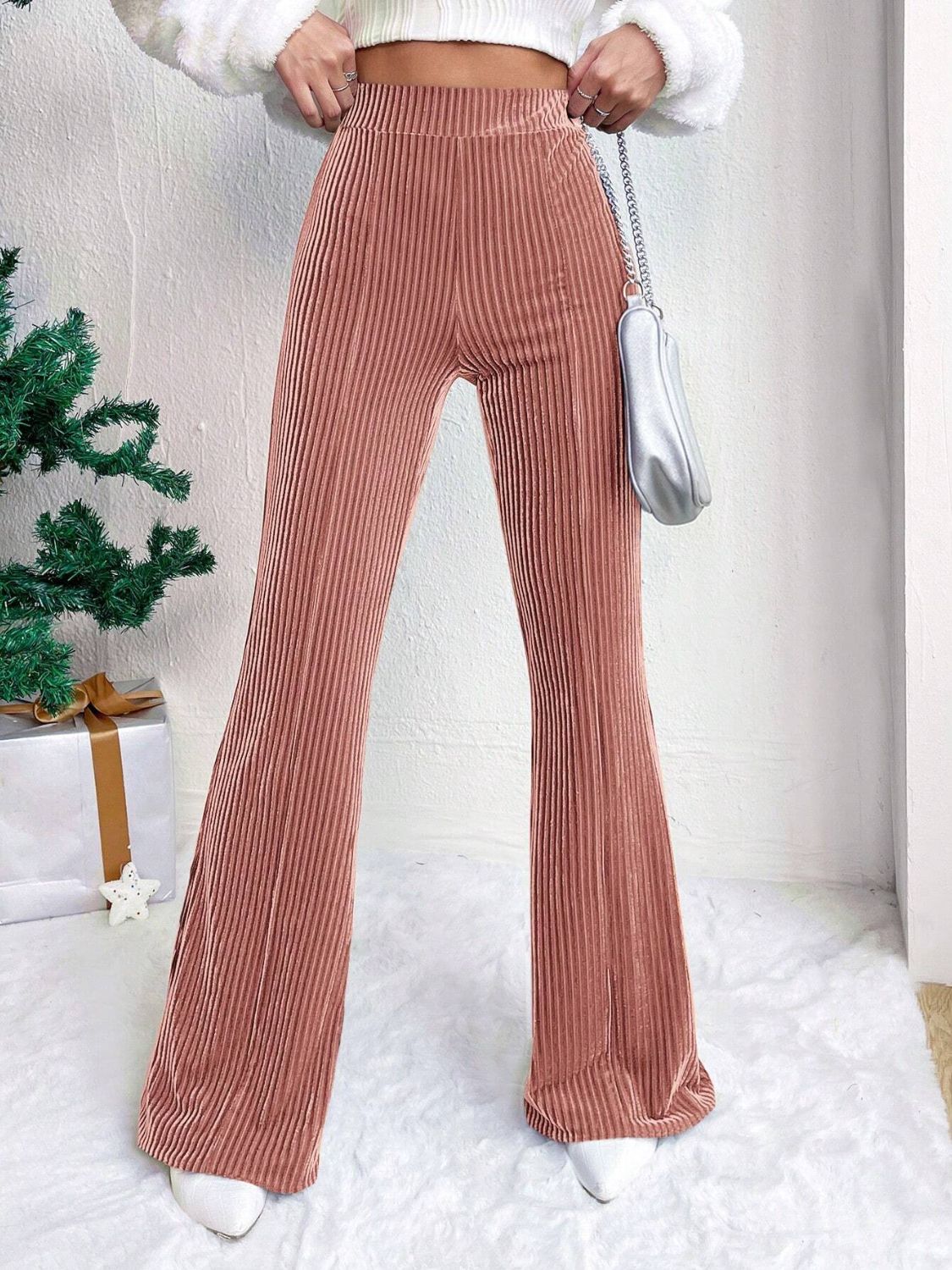 High Waist Flare Pants Dusty Pink