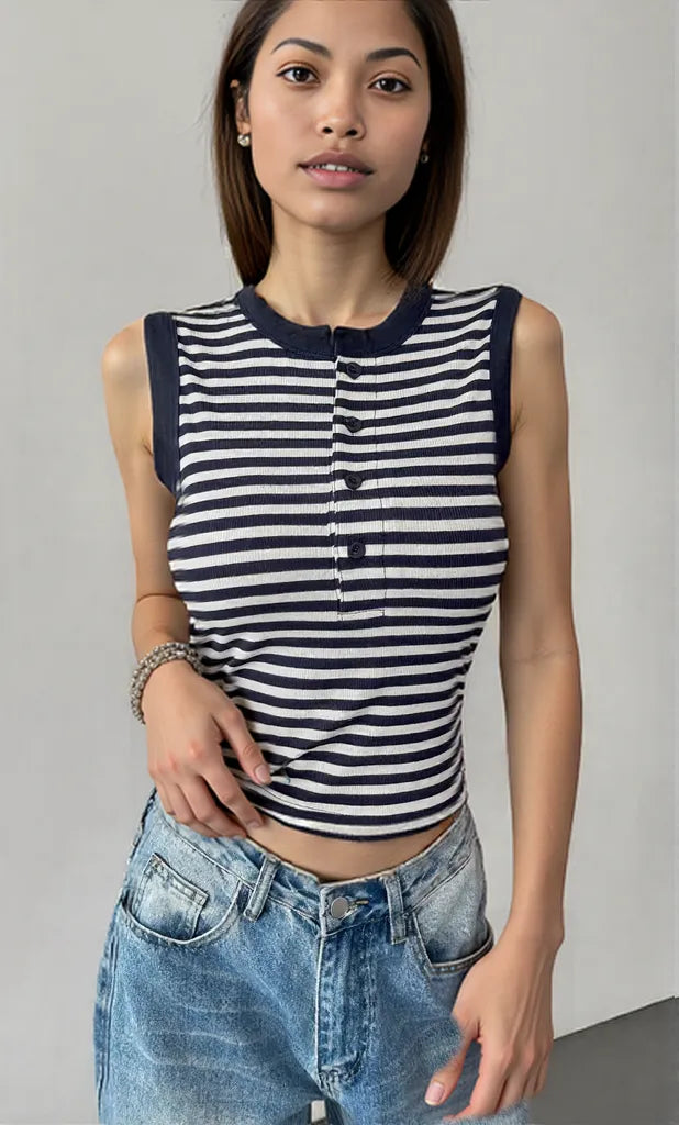 Striped Round Neck Tank